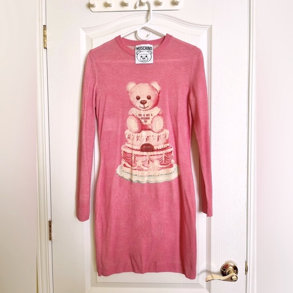 NEW MOSCHINO PINK BEAR DRESS - Picture 1 of 11